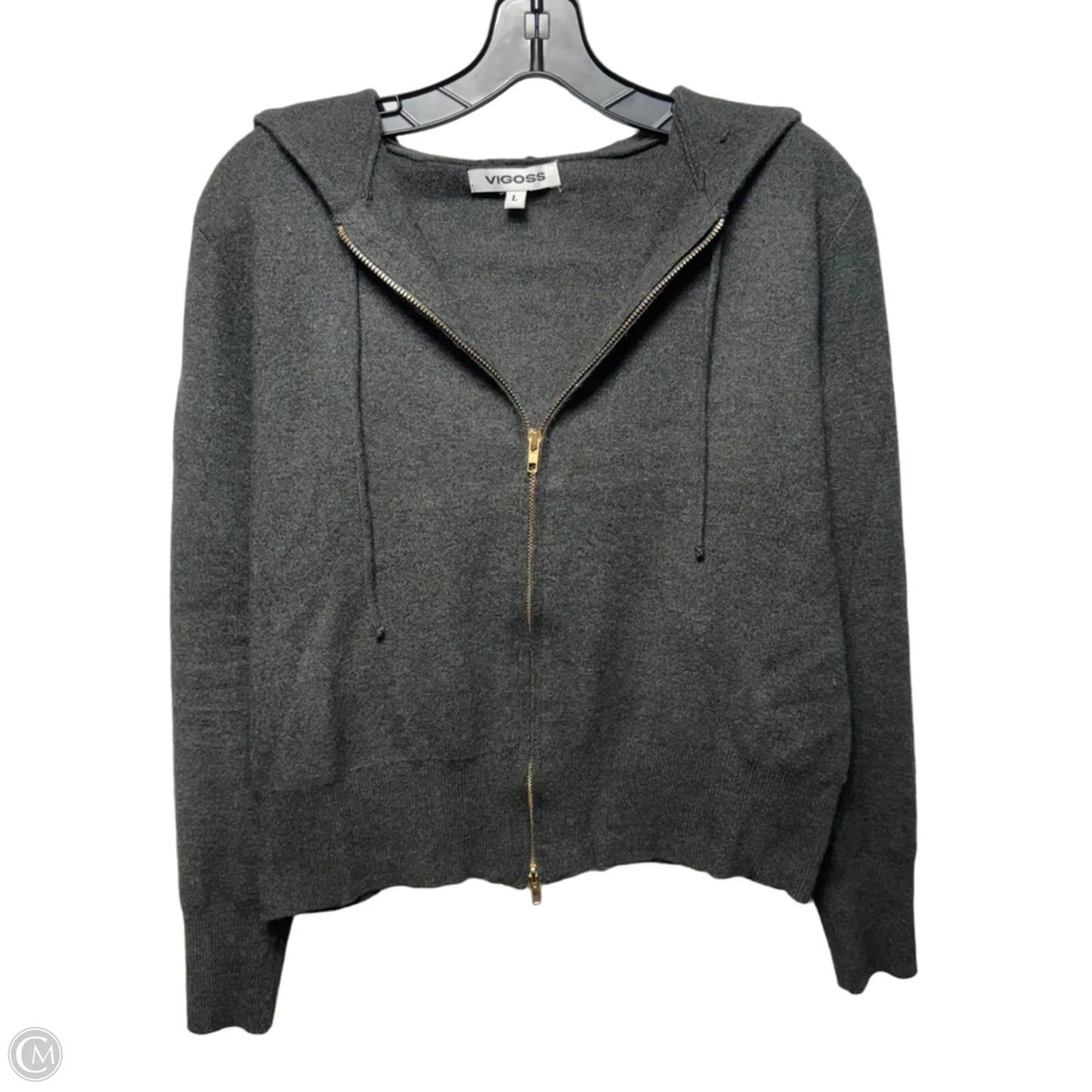 Knit Hooded Jacket By Vigoss In Grey, Size: L