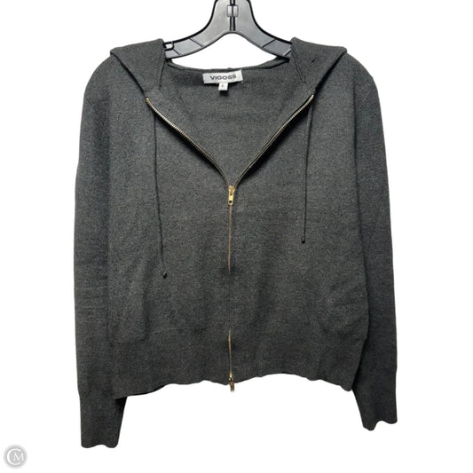 Knit Hooded Jacket By Vigoss In Grey, Size: L