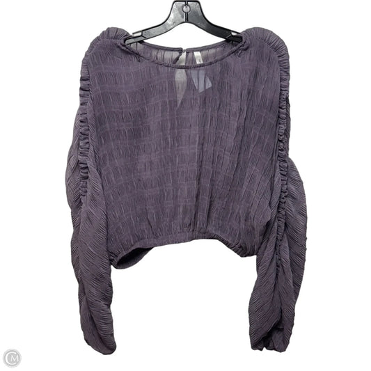 Sheer Textured Top Long Sleeve By Glam In Purple, Size: L