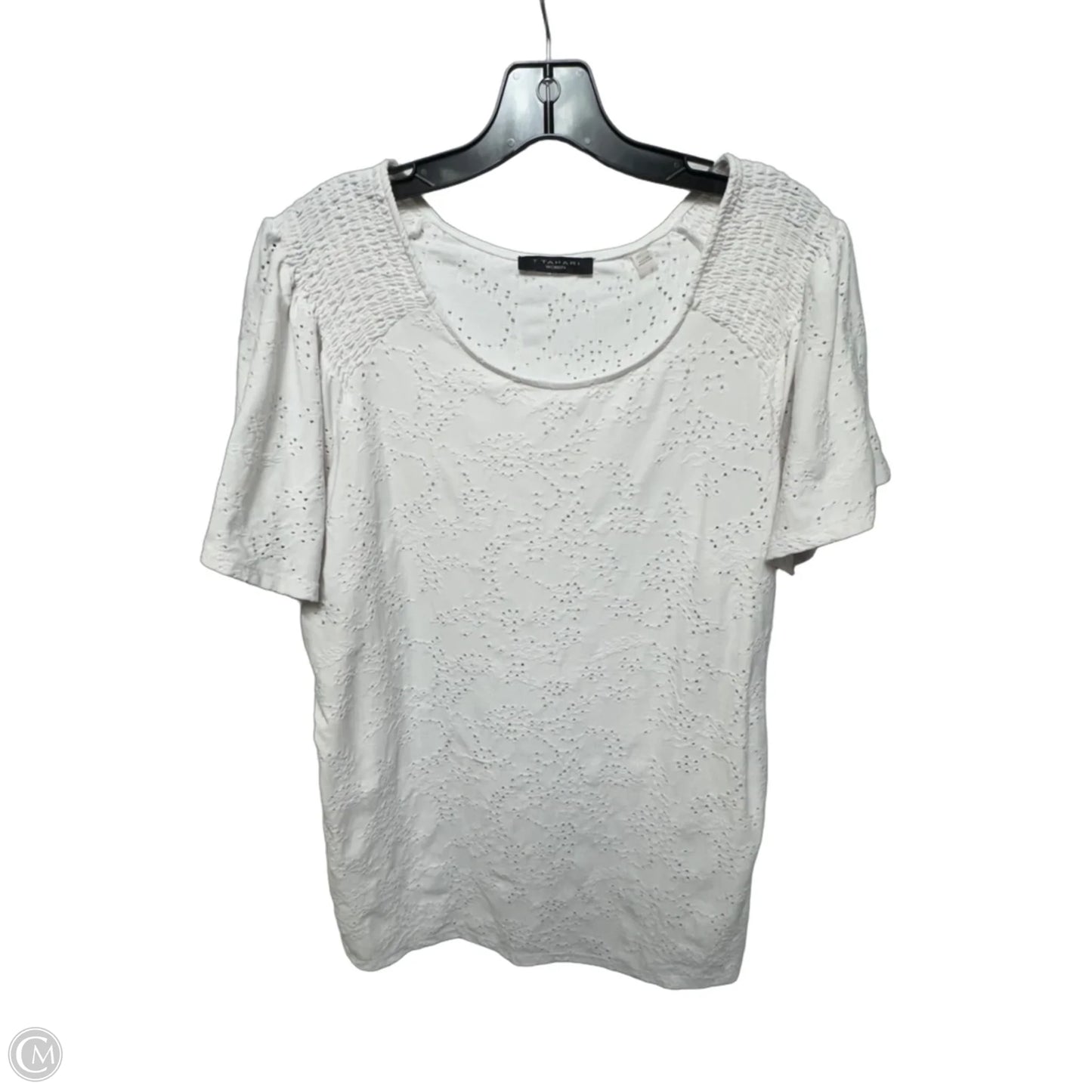Top Short Sleeve By T Tahari In White, Size: 3x