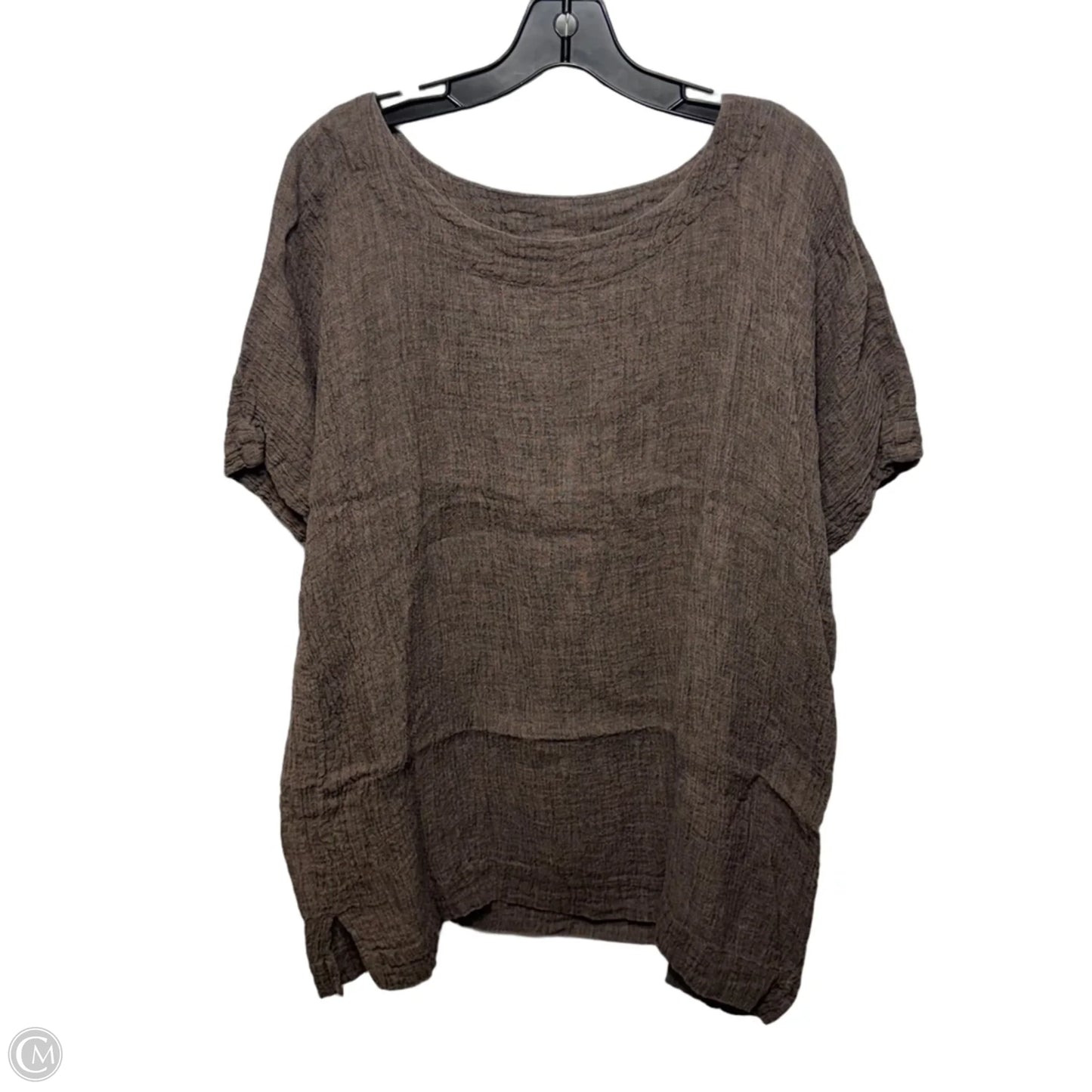 Linen Top Short Sleeve By Pure Jill In Brown, Size: L
