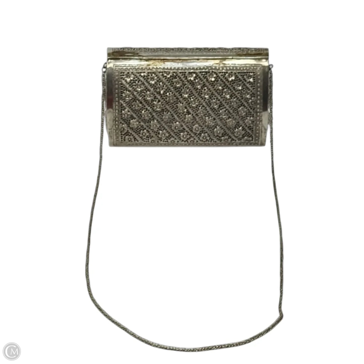 Antiqued Floral Metal Evening Bag, Size: Small