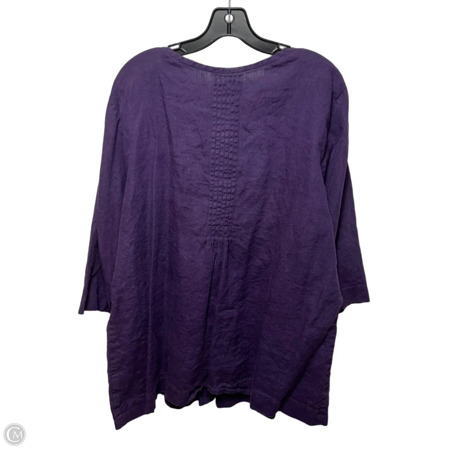 Linen Top 3/4 Sleeve By Eileen Fisher In Purple, Size: 1x
