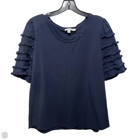 Crochet Sleeve Top Short Sleeve By Chicos In Navy, Size: L
