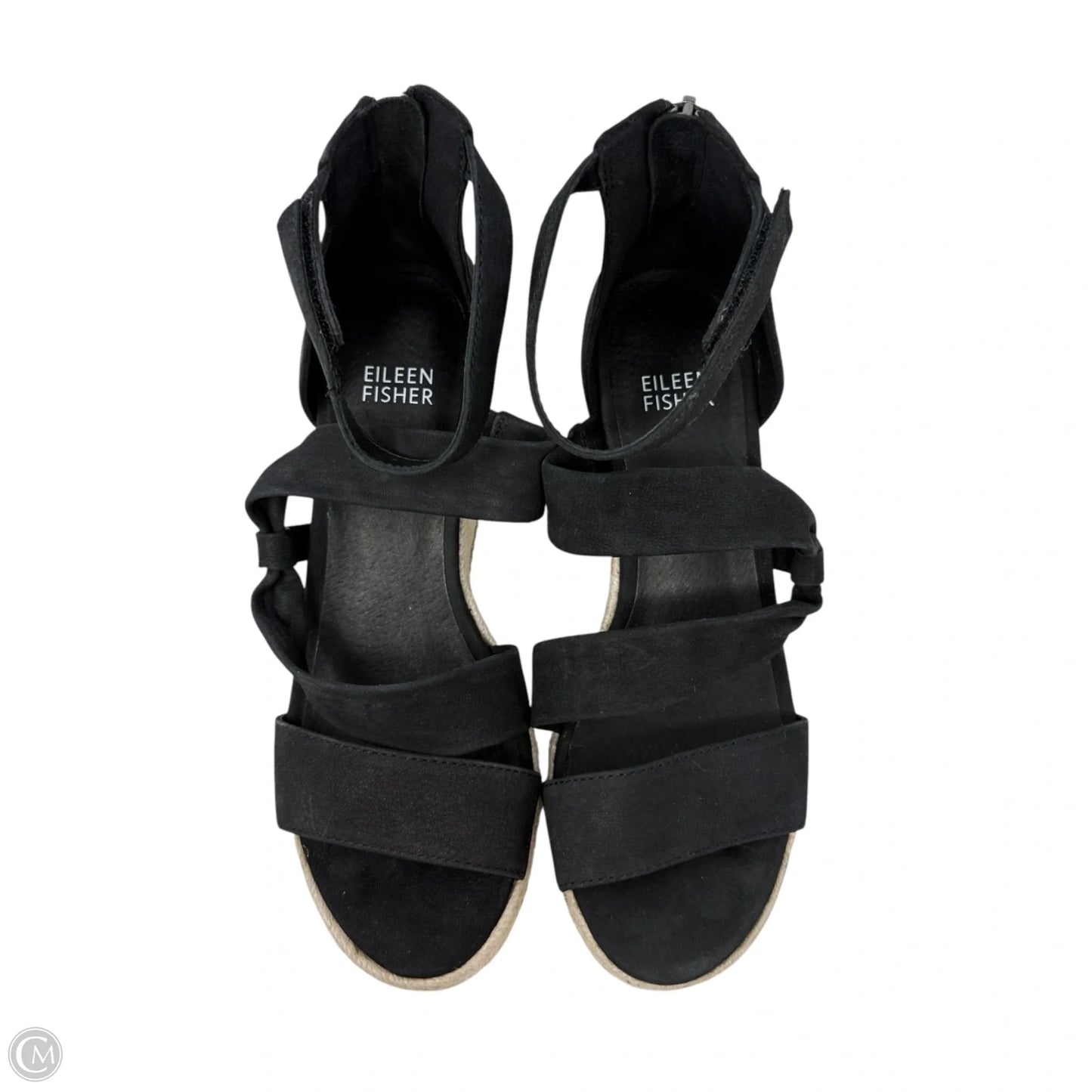 Wisp Tumbled Nubuck Espadrille Wedge Sandals  By Eileen Fisher In Black, Size: 6