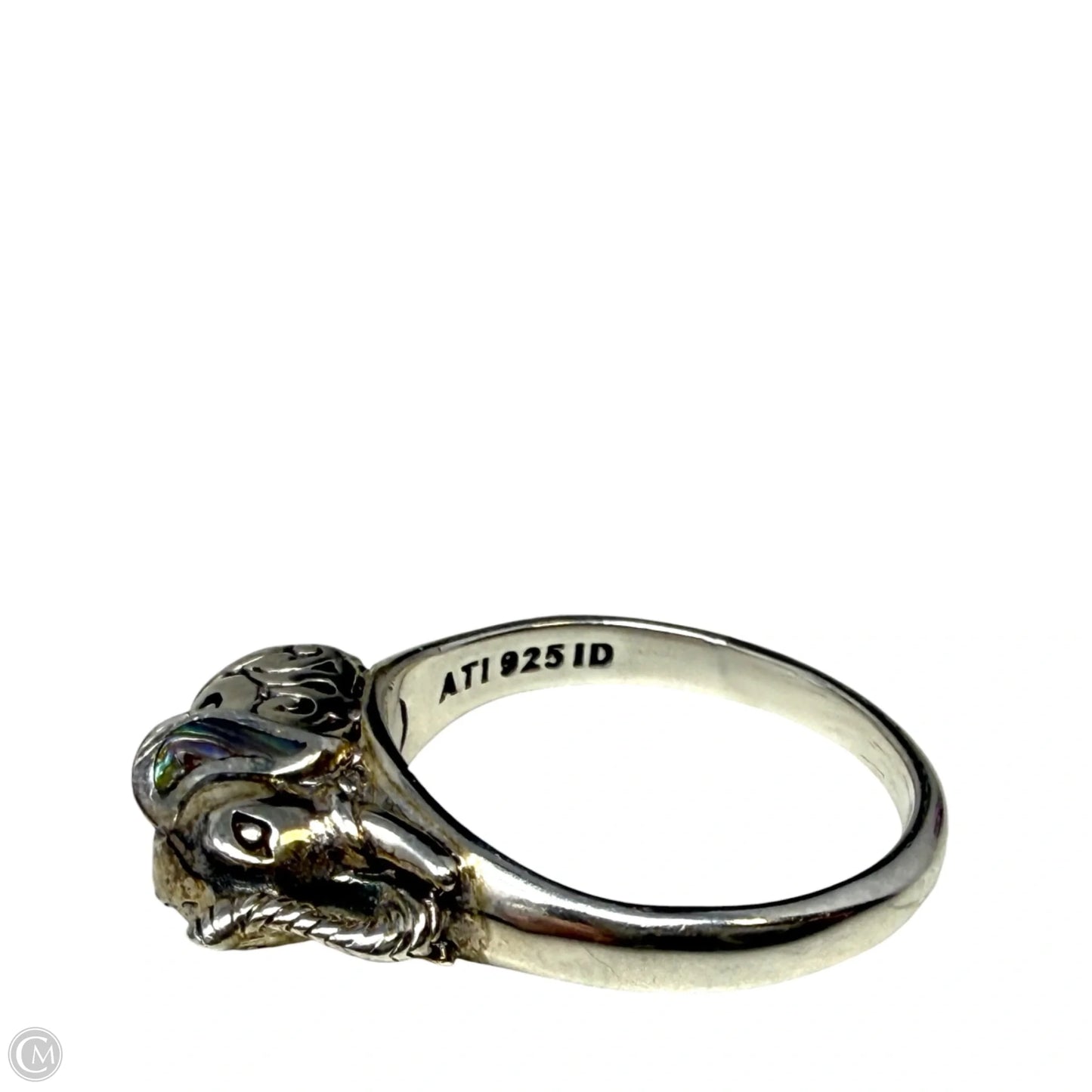 Sterling Silver & Abalone Inlay Elephant Ring By ATI, Size: 8