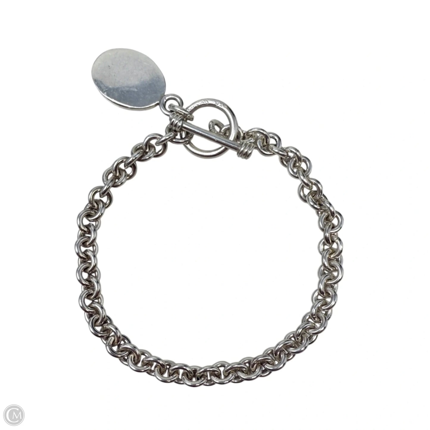 Vintage Mexican Sterling Silver Cable Chain Toggle Clasp Bracelet
