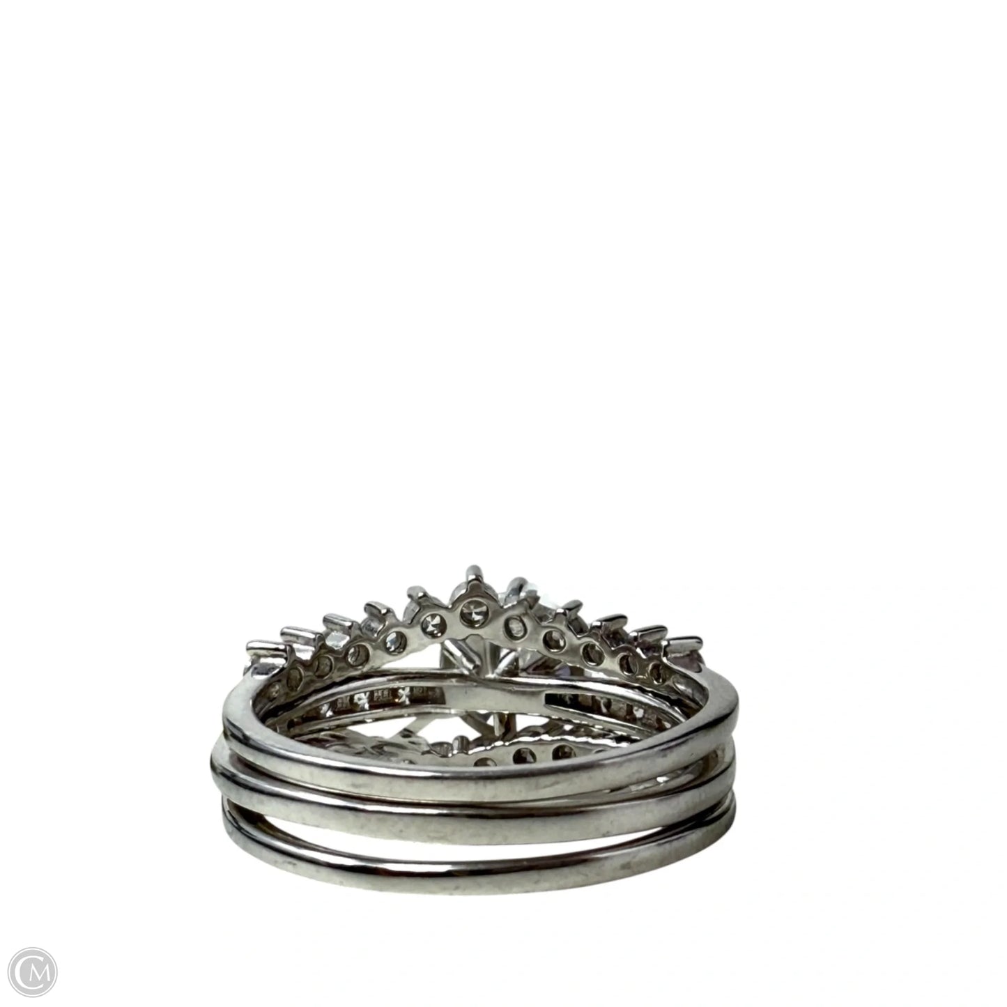 Sterling Silver & Clear Stone Engagement Bridal Ring Set, Size: 03 Piece Set