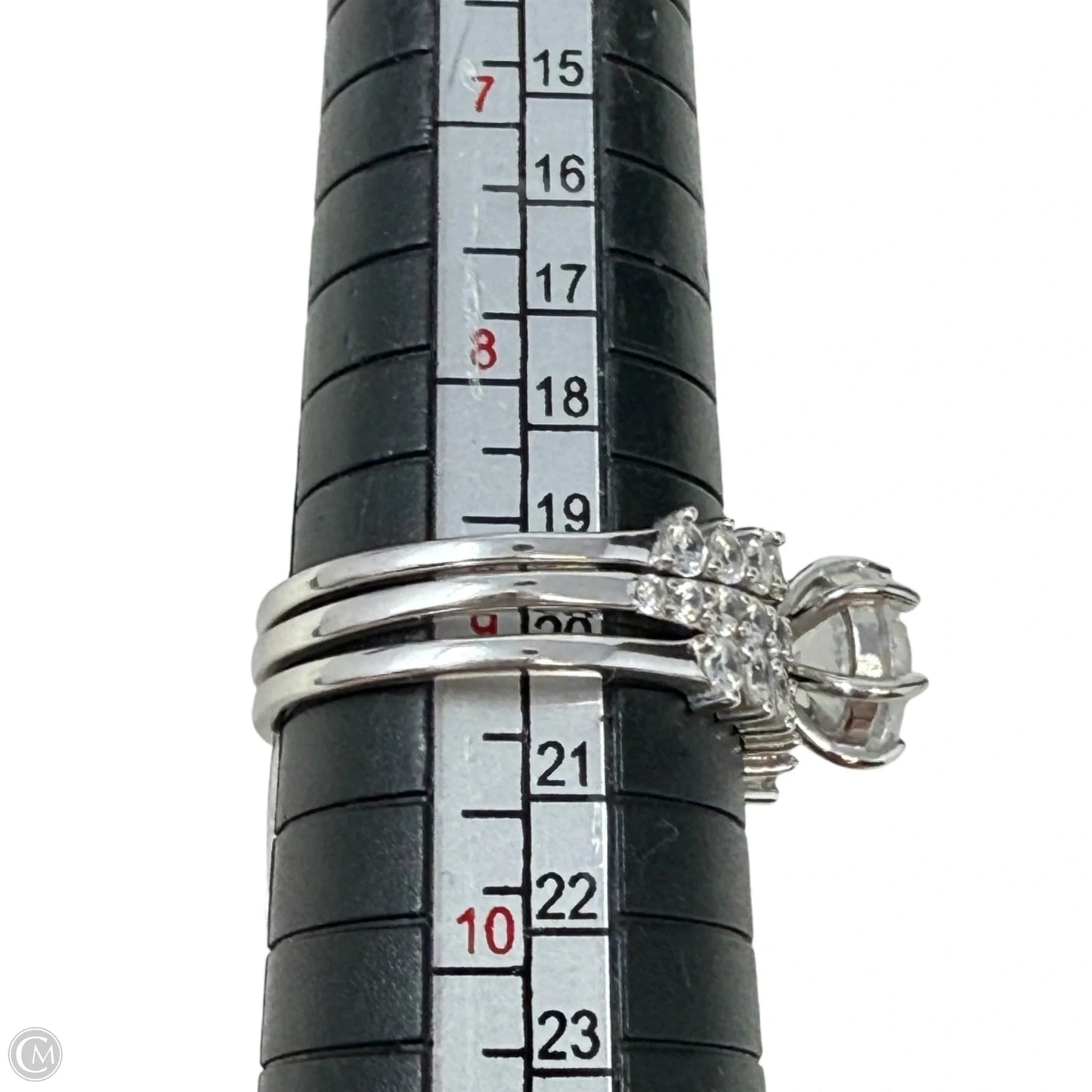 Sterling Silver & Clear Stone Engagement Bridal Ring Set, Size: 03 Piece Set