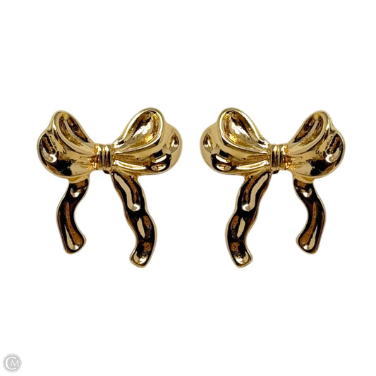 Bow Gold Tone Stud Earrings