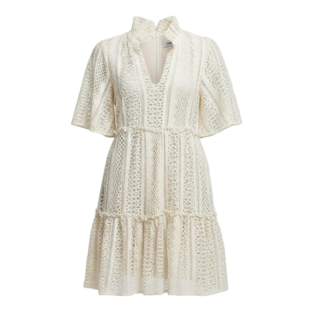 Crawford Crochet Lace Dress Casual Short By Tuckernuck In Cream, Size: S