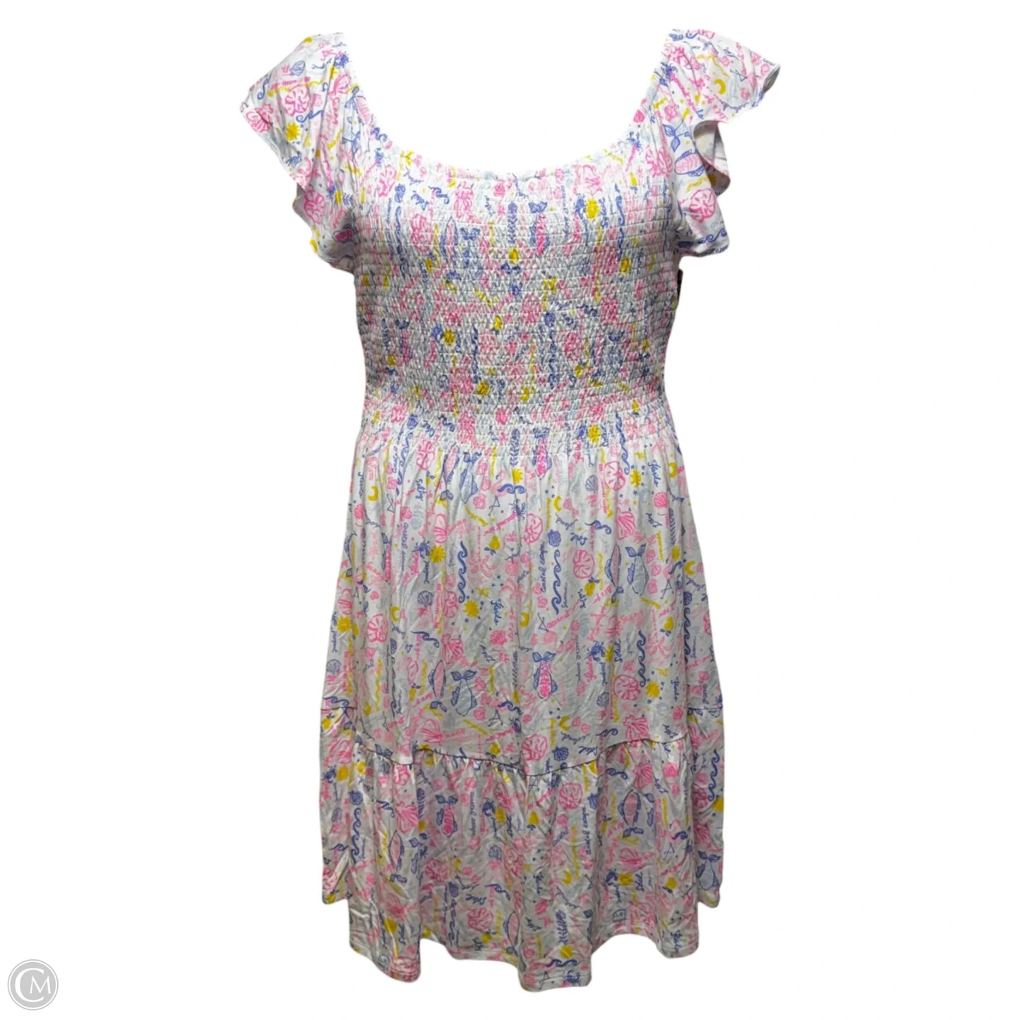 Jilly Smocked Dress Designer By Lilly Pulitzer In Nautical Print, Size: Xl