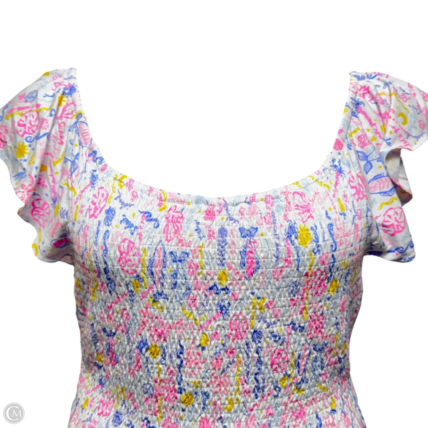 Jilly Smocked Dress Designer By Lilly Pulitzer In Nautical Print, Size: Xl