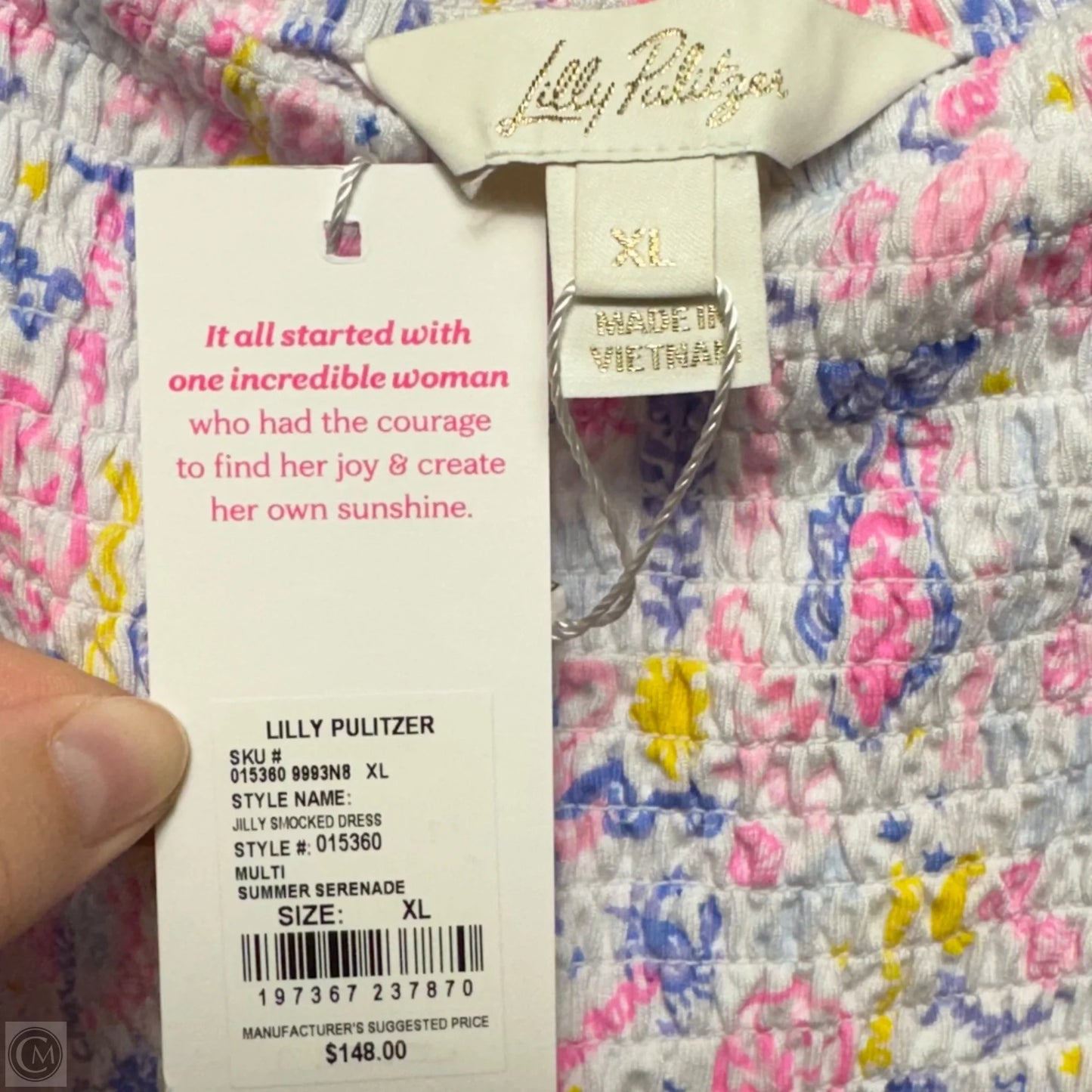 Jilly Smocked Dress Designer By Lilly Pulitzer In Nautical Print, Size: Xl