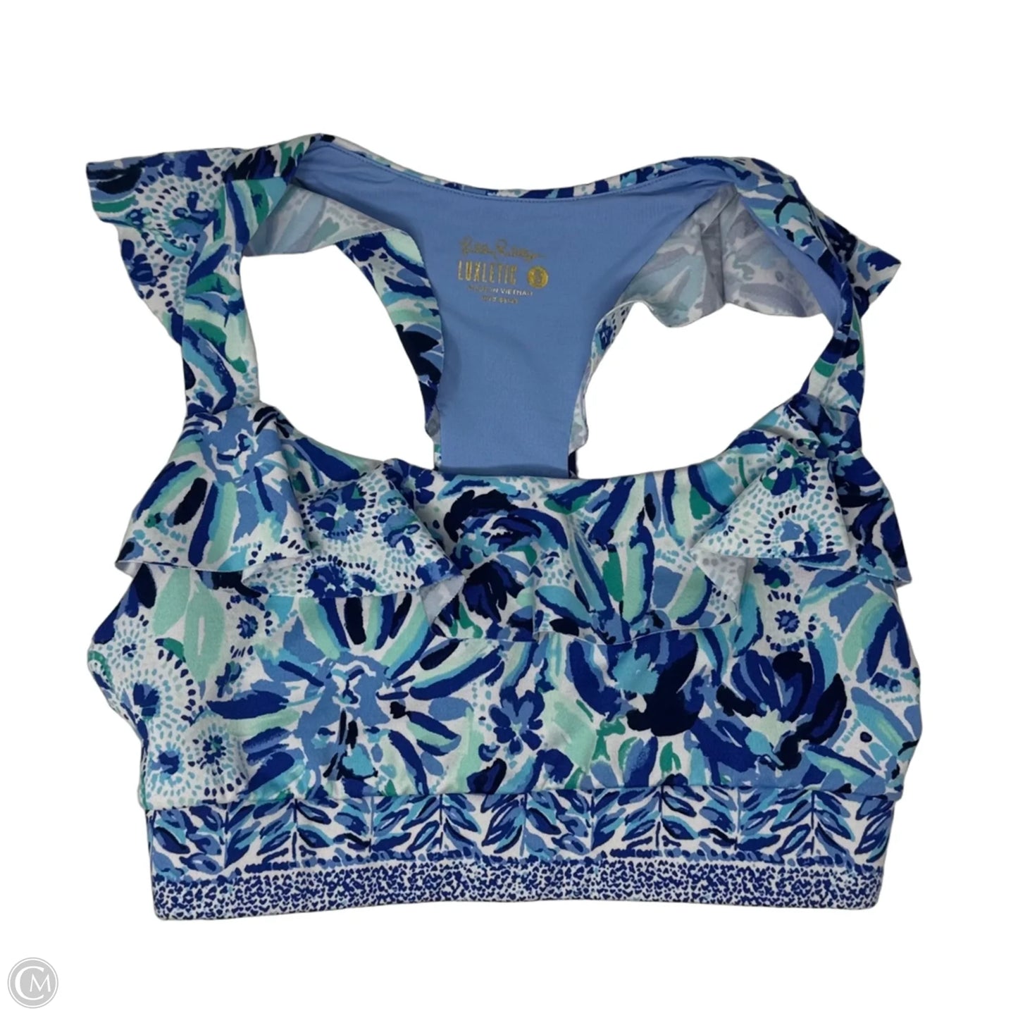 Athletic Bra Designer By Luxletic Lilly Pulitzer In Blue & Green, Size: S