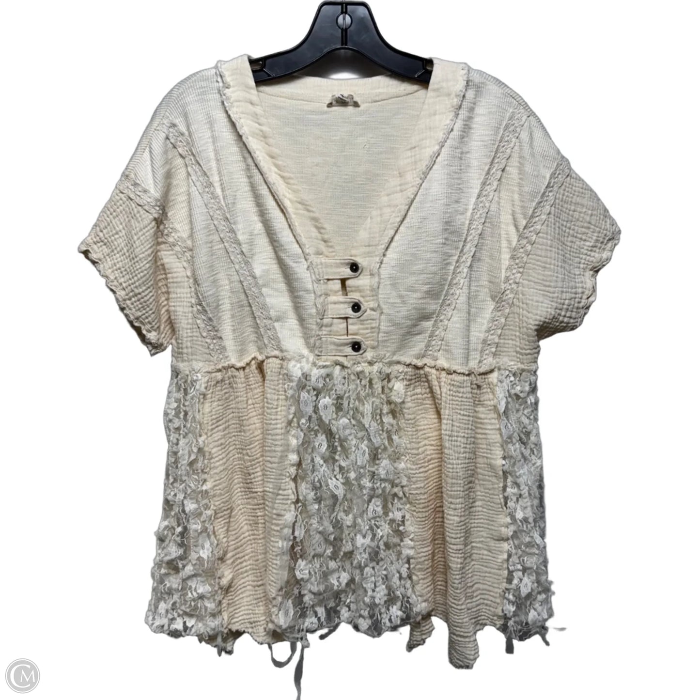 Top Short Sleeve By Pol In Cream, Size: S
