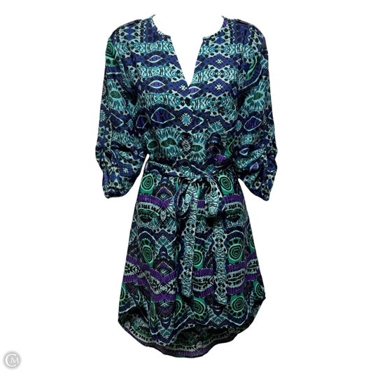 Ikat Frequencies Shirt Dress By Maeve In Blue & Green, Size: S