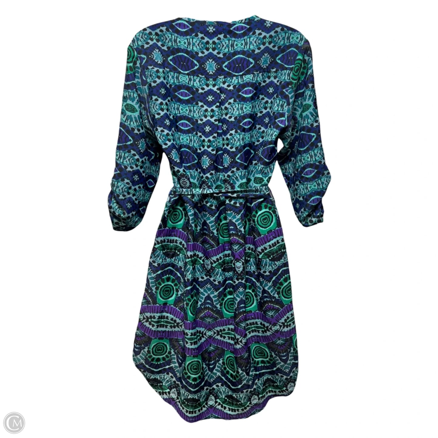 Ikat Frequencies Shirt Dress By Maeve In Blue & Green, Size: S