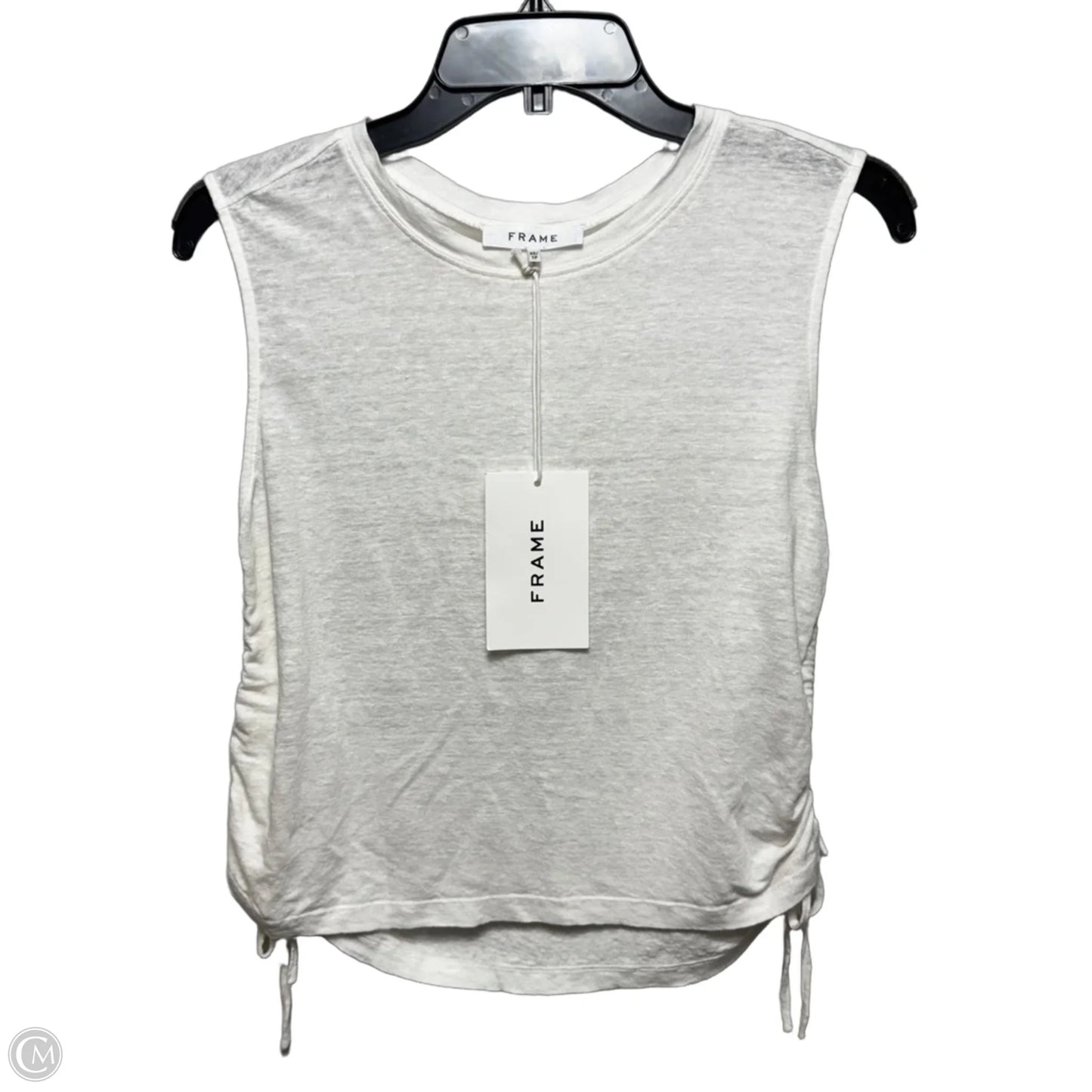 Drawstring Side Linen Top Short Sleeve By Frame In White, Size: Xs