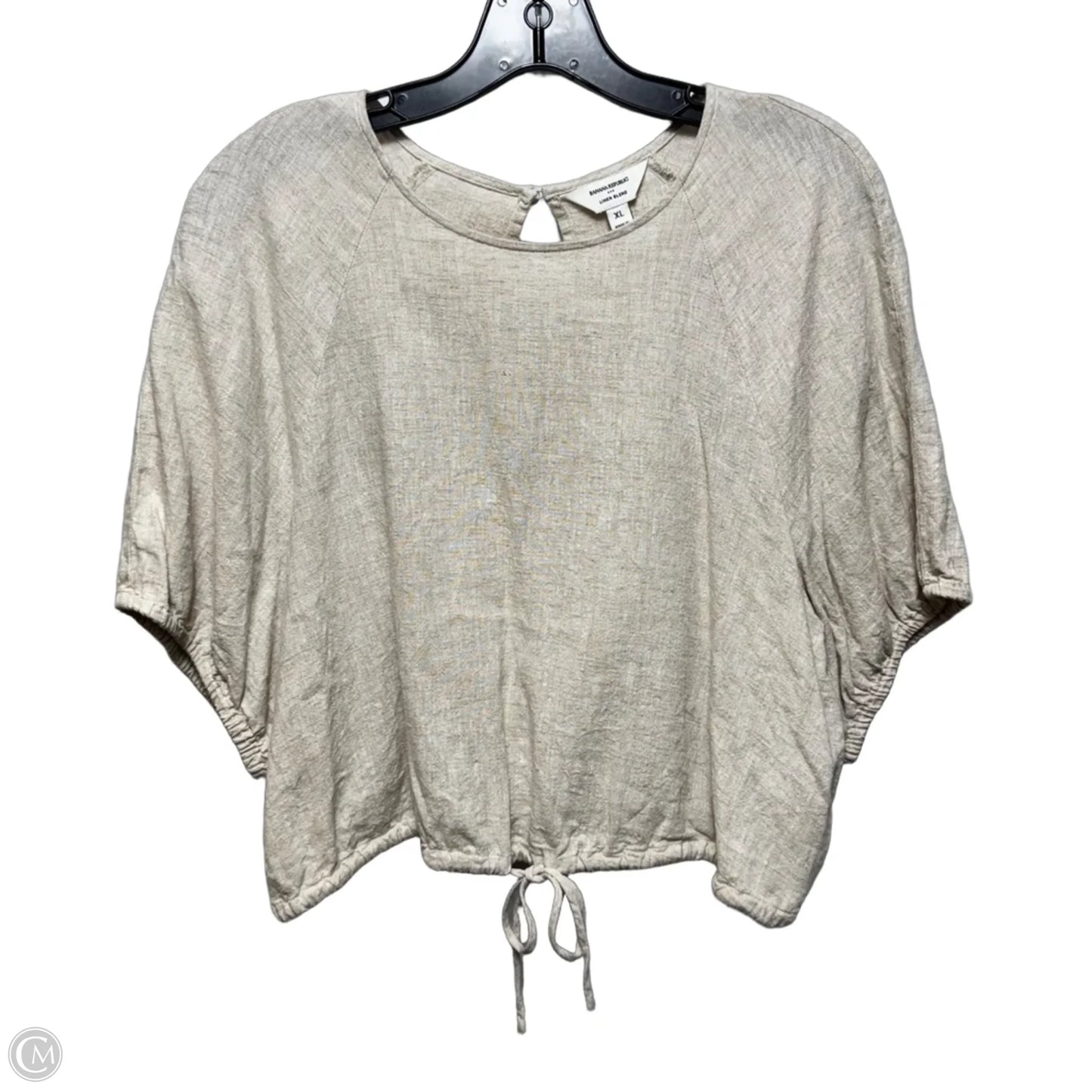 Linen Blend Cropped Top Short Sleeve By Banana Republic In Tan, Size: Xl