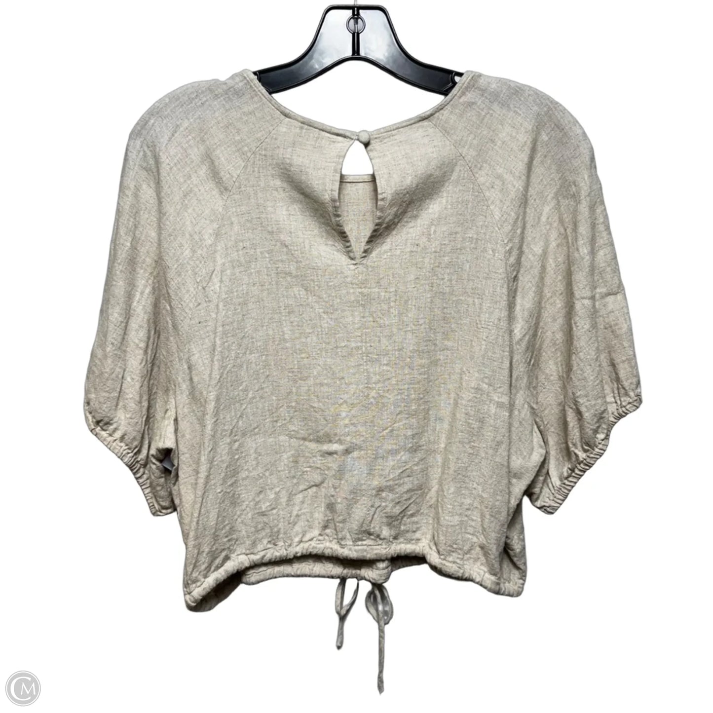 Linen Blend Cropped Top Short Sleeve By Banana Republic In Tan, Size: Xl