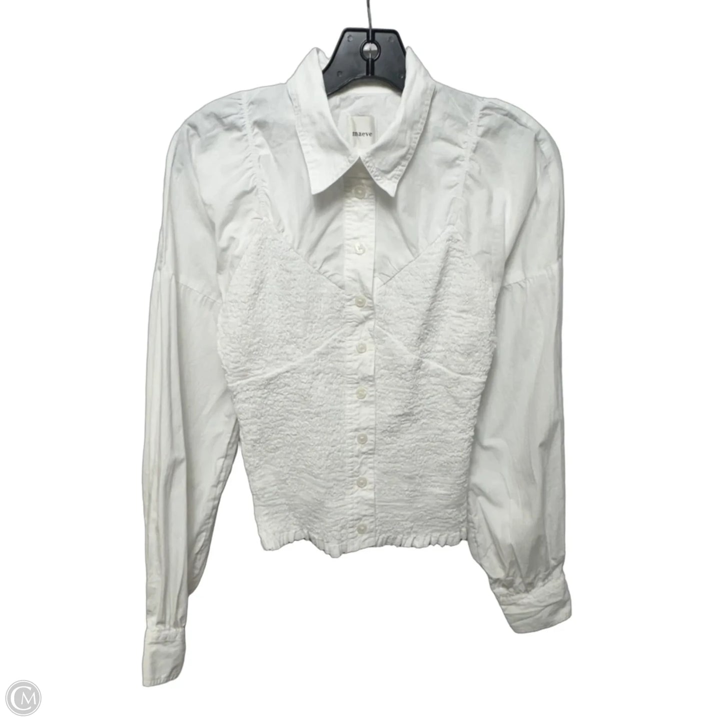 Smocked Top Long Sleeve By Maeve In White, Size: Xs