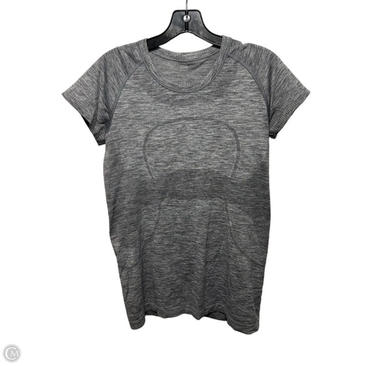 Athletic Top Short Sleeve By Lululemon In Grey, Size: 10