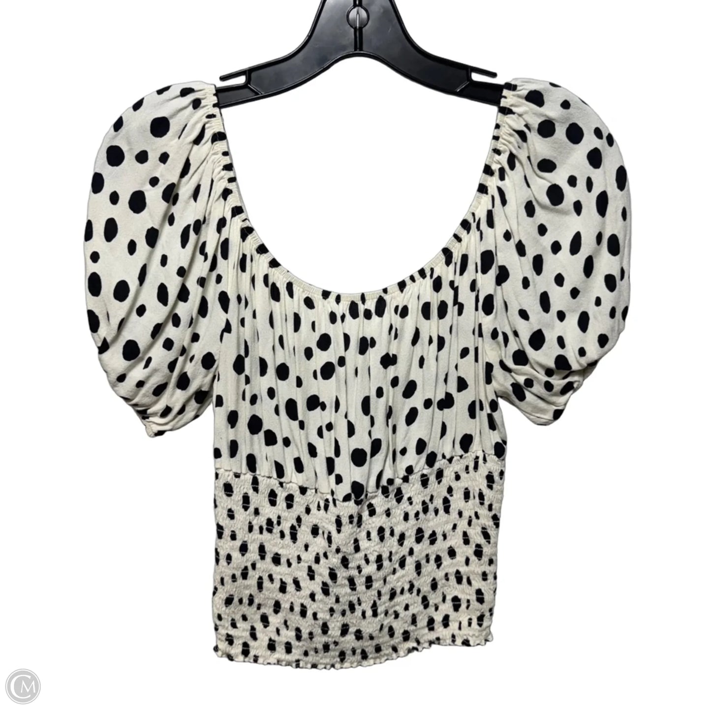 Smocked Waist Top Short Sleeve By Reformation In Polkadot Pattern, Size: M