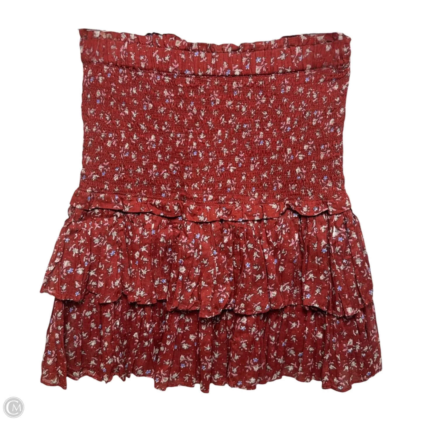 Smocked Skirt Designer By Isabel Marant Etoile In Maroon, Size: Xs (36)