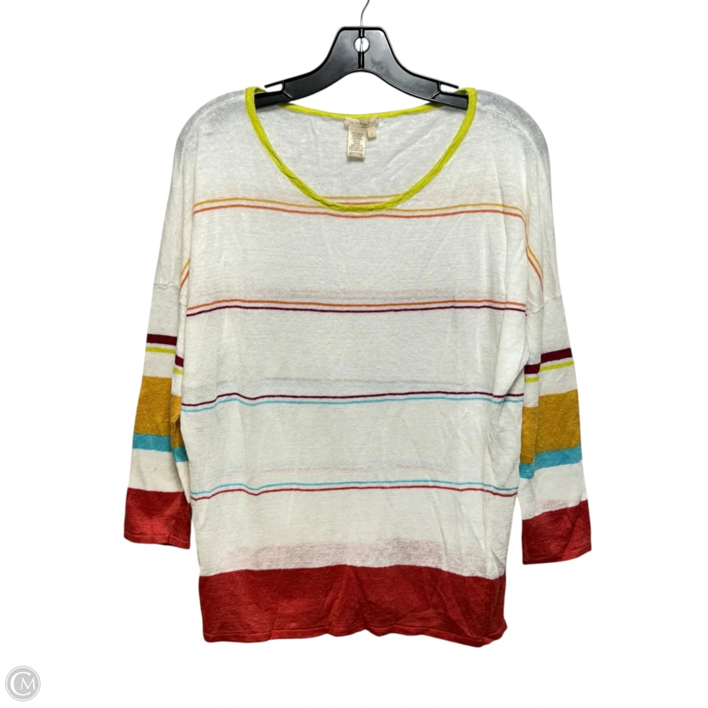 Linen Top Long Sleeve By Clothes Mentor In Striped Pattern, Size: L