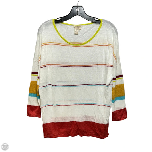 Linen Top Long Sleeve By Clothes Mentor In Striped Pattern, Size: L