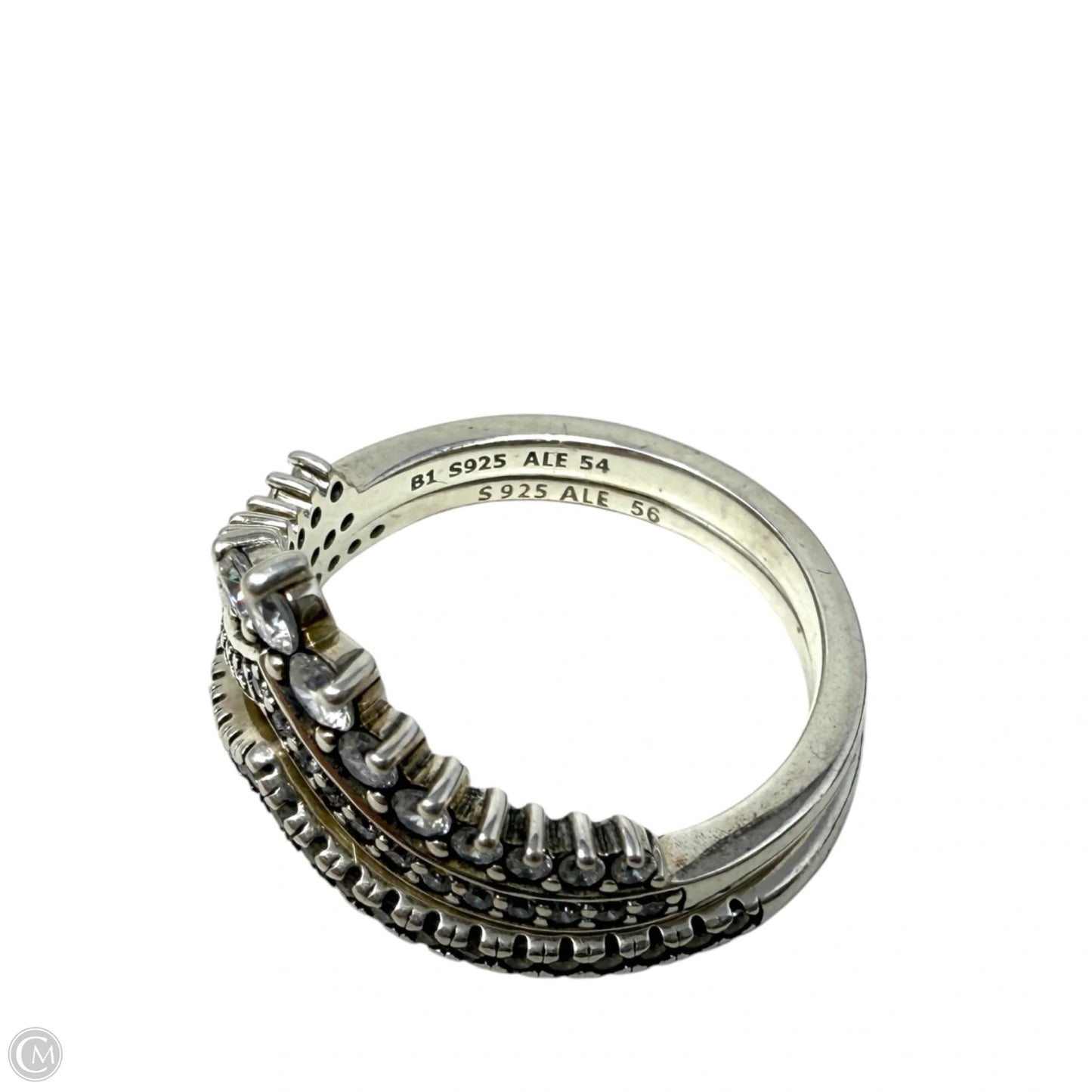 Sterling Silver Princess & Sparkling Wishbone Rings Set By Pandora, Size: 02 Piece Set