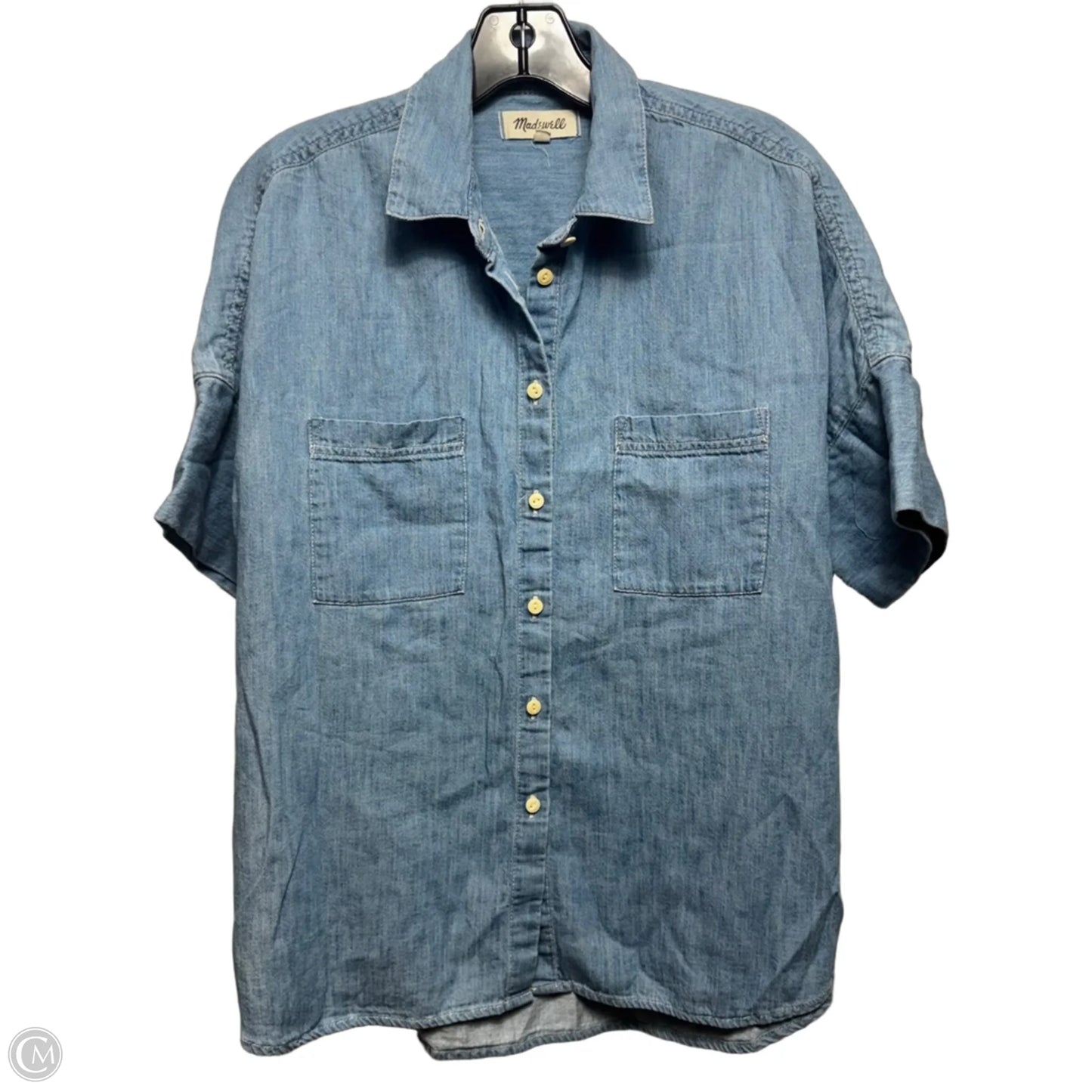 Top Short Sleeve By Madewell In Blue Denim, Size: M