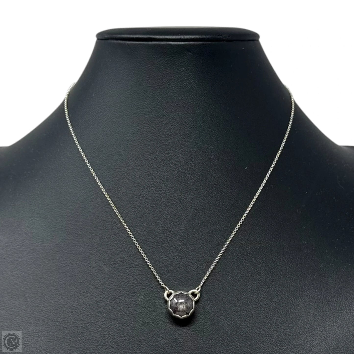 Grey Sterling Set Stone Pendant Necklace Sterling Silver