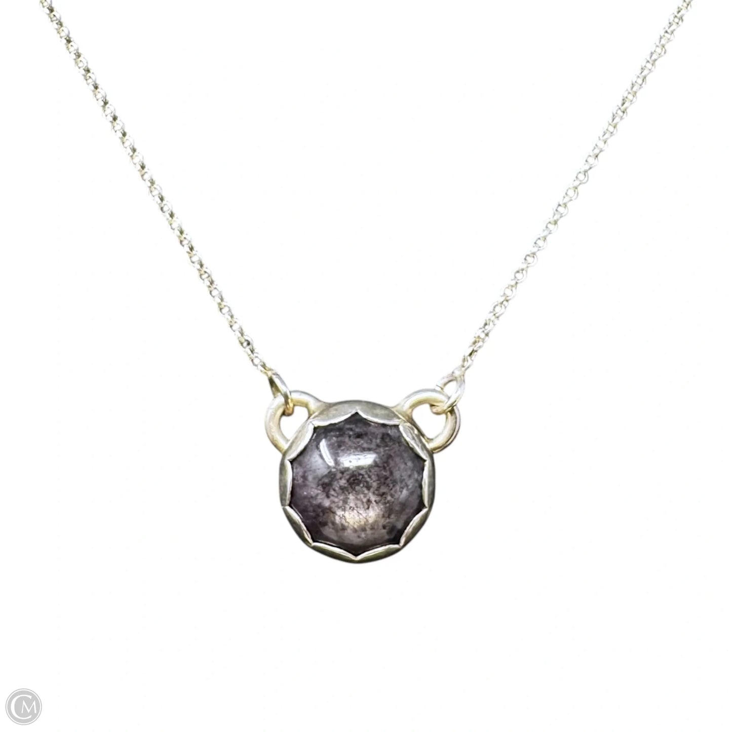 Grey Sterling Set Stone Pendant Necklace Sterling Silver