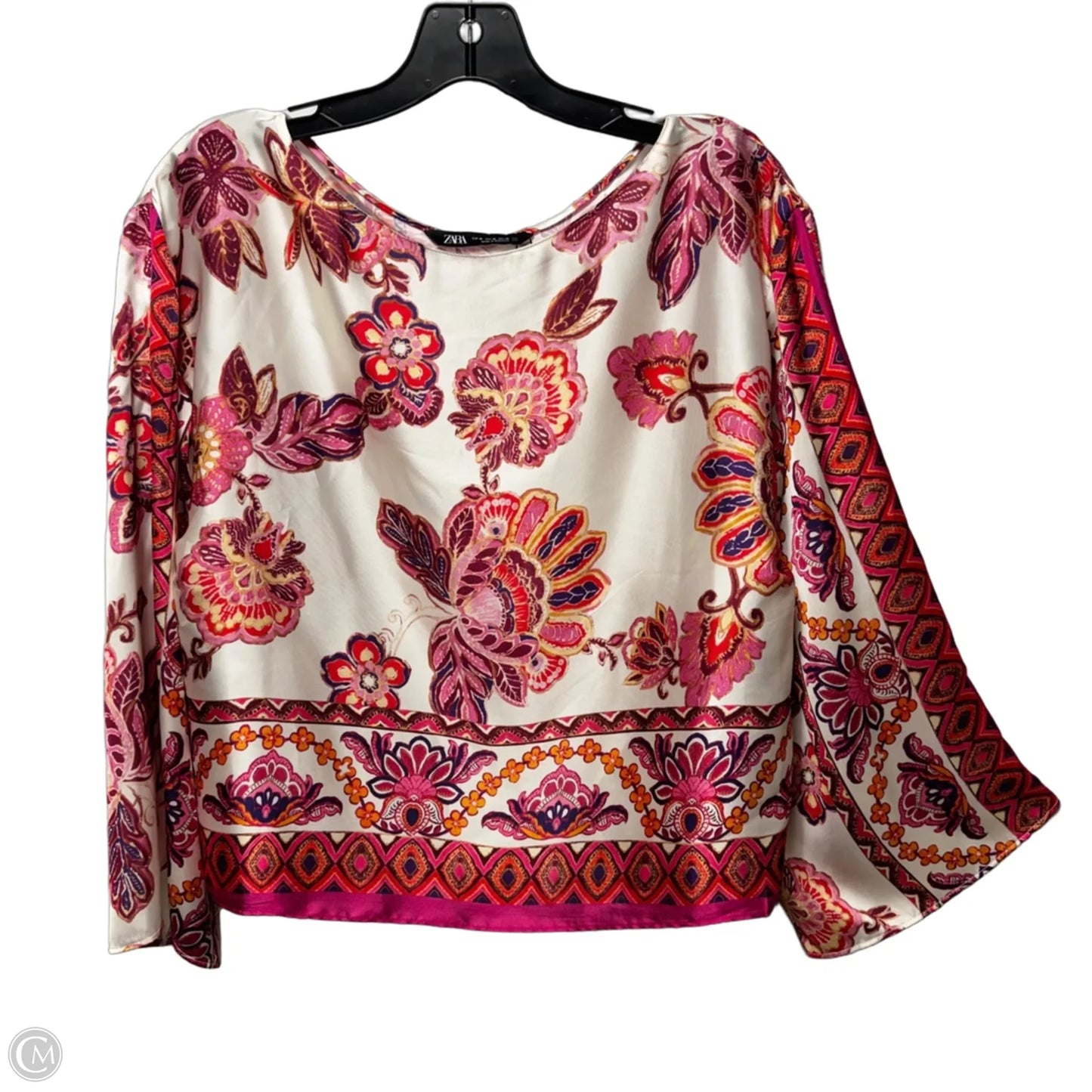 Top Long Sleeve By Zara In Floral Print, Size: M