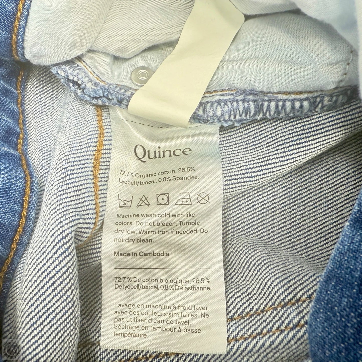 Bella Stretch Barrel Leg Jeans 28” By Quince In Atlantic Blue Denim, Size: 8