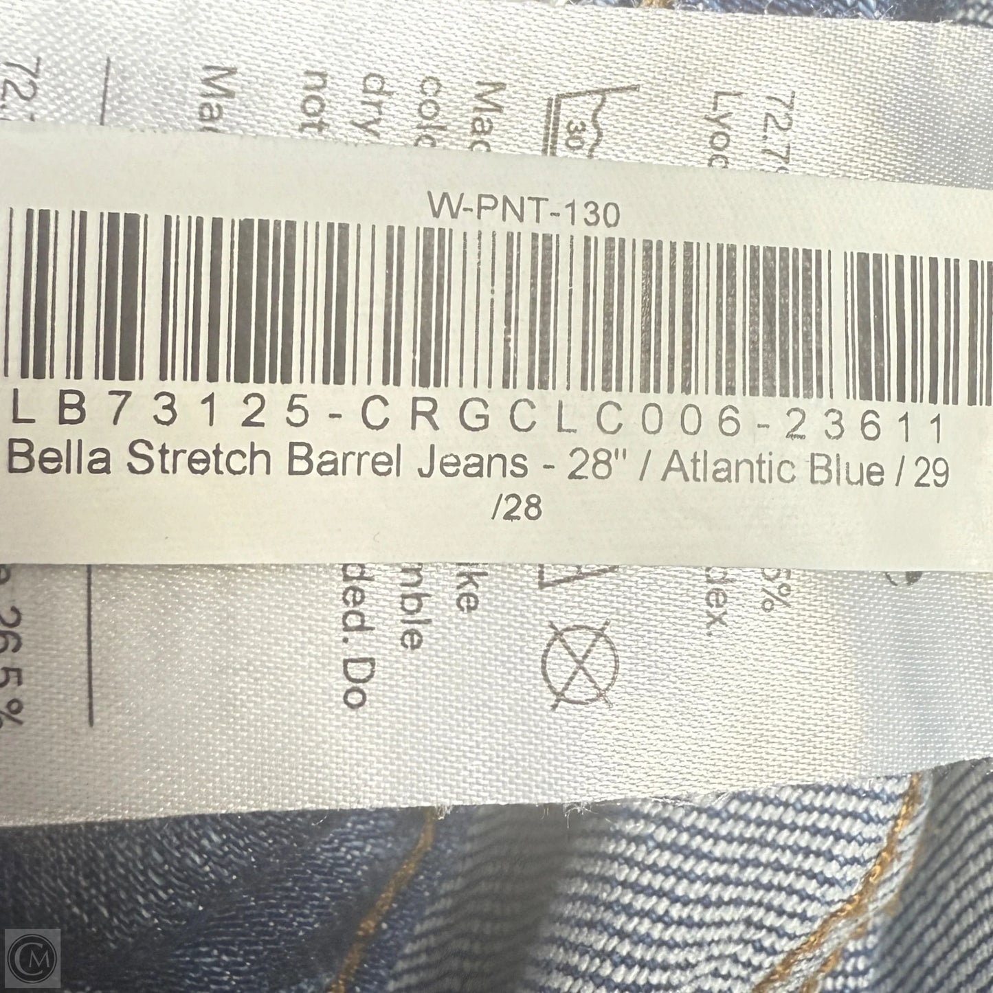 Bella Stretch Barrel Leg Jeans 28” By Quince In Atlantic Blue Denim, Size: 8