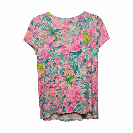 Top Short Sleeve Designer By Lilly Pulitzer In Multi-colored, Size: L