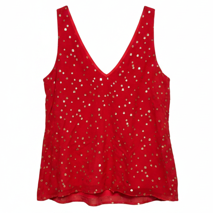 Silk Metallic Top Sleeveless Designer By Lilly Pulitzer In Red, Size: L