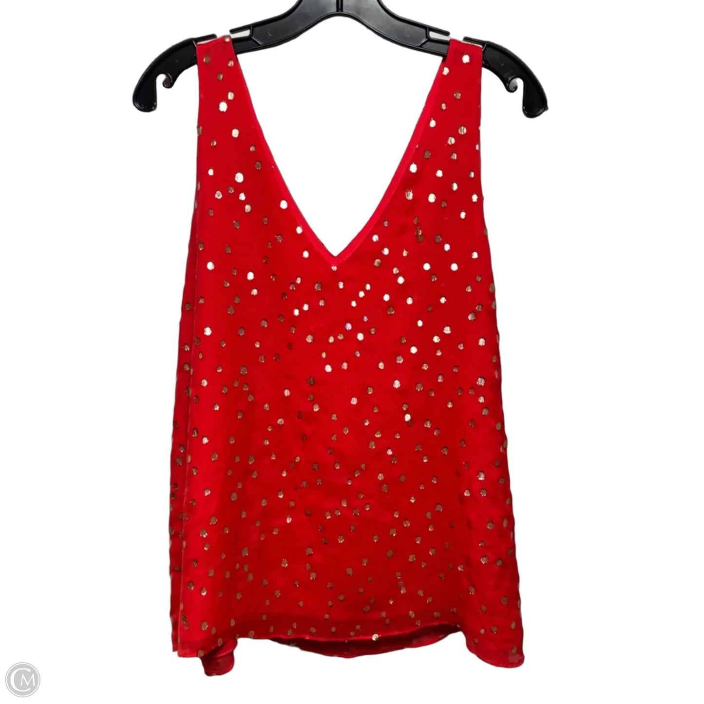 Silk Metallic Top Sleeveless Designer By Lilly Pulitzer In Red, Size: L