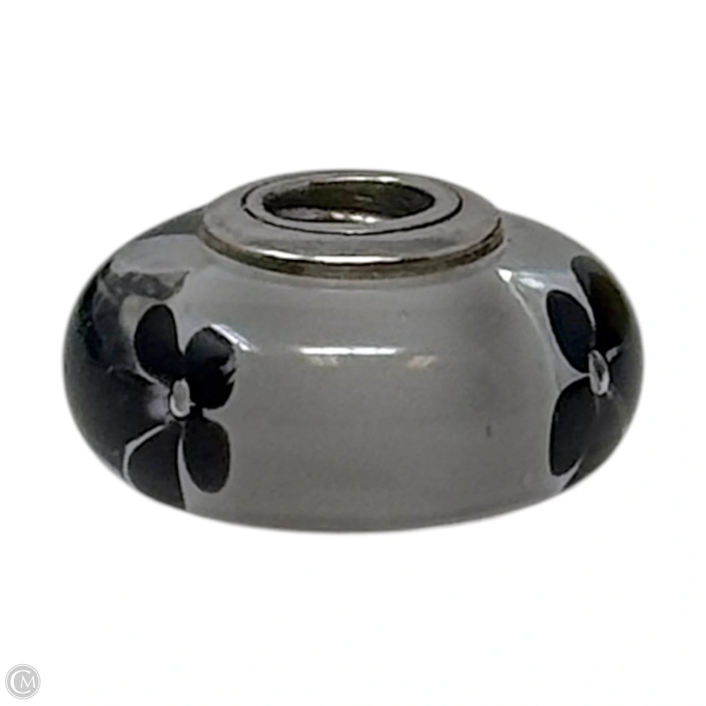 Black Cherry Blossom Murano Glass & Sterling Bracelet Charm By Pandora