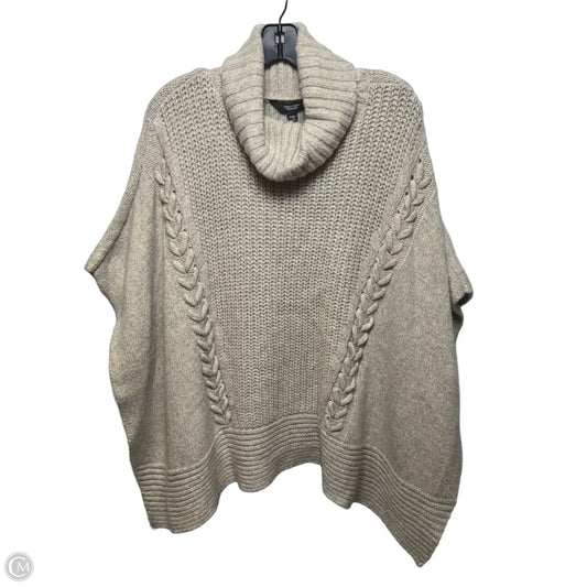 Cable Knit Poncho Sweater By Simply Vera In Beige, Size: XS/S