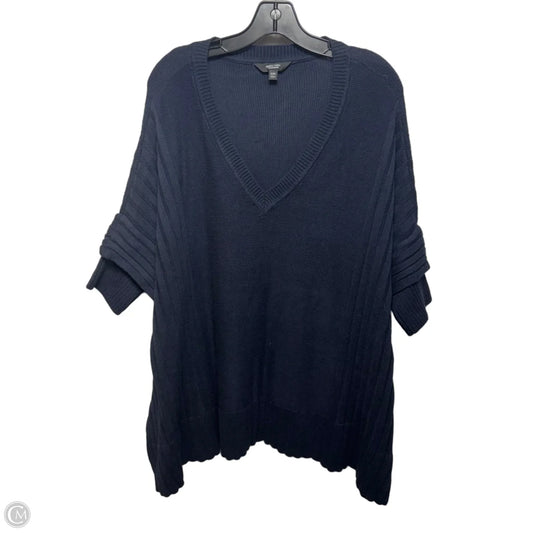 Rib Poncho Sweater By Simply Vera In Navy, Size: S/M