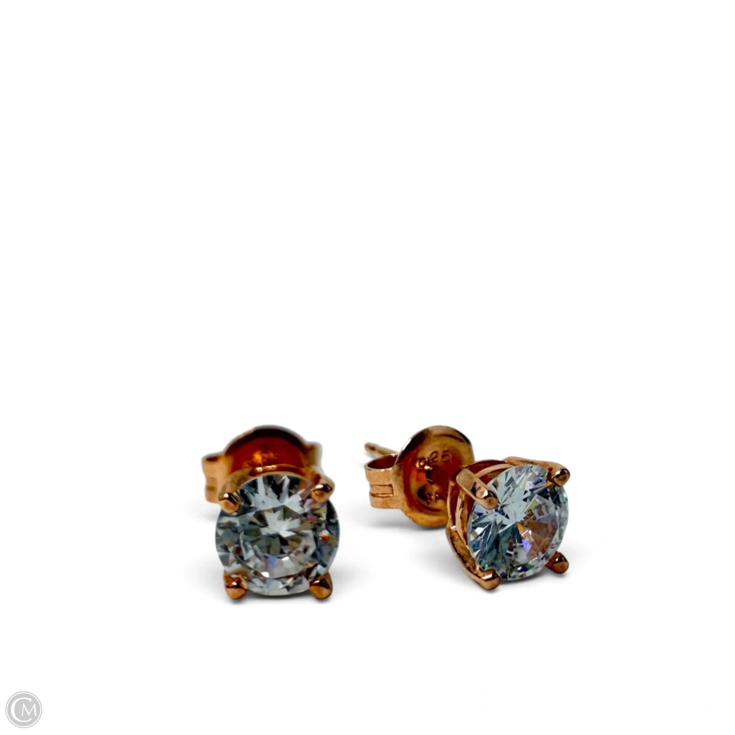 Rose Gold Over Sterling Silver Solitaire Stud Earrings