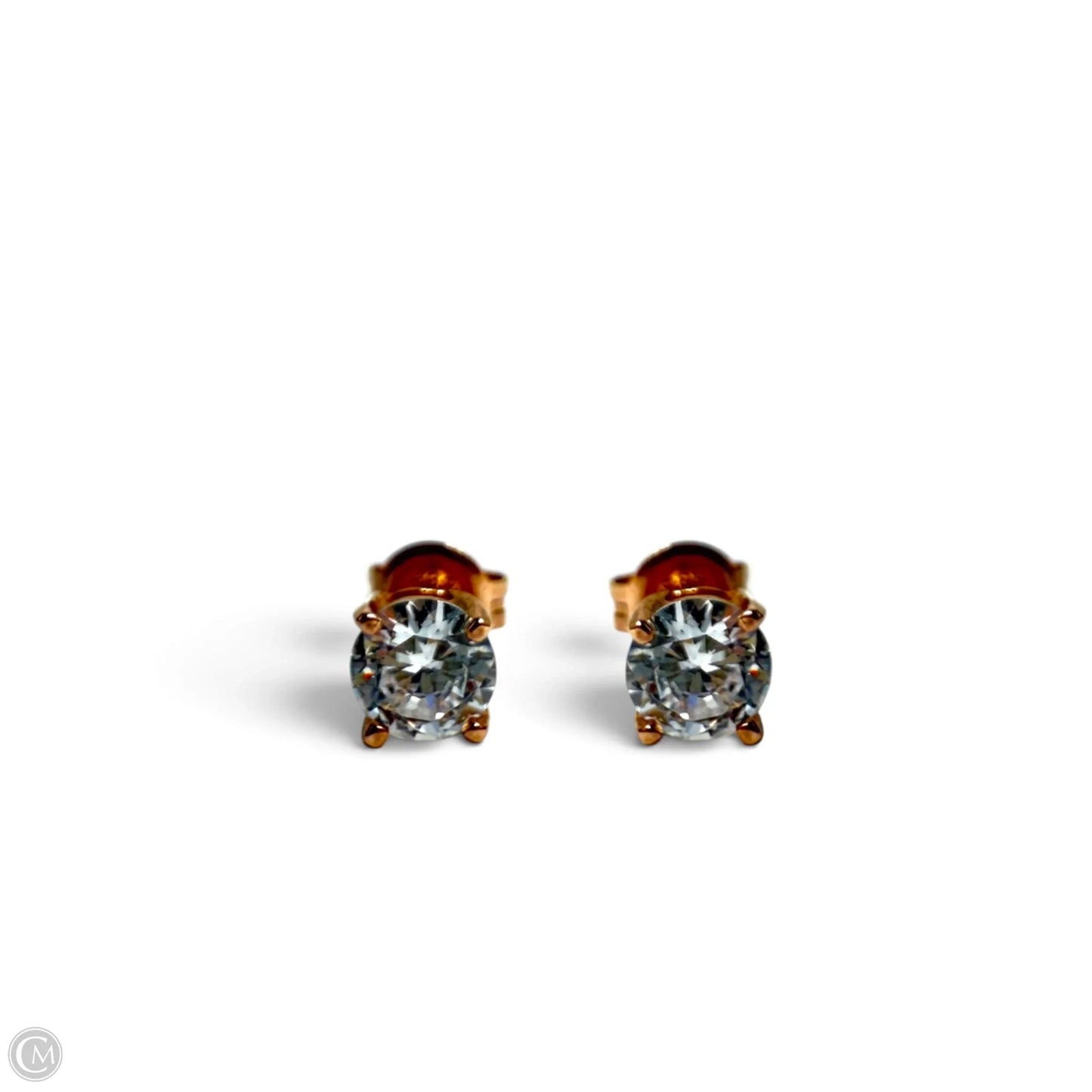 Rose Gold Over Sterling Silver Solitaire Stud Earrings