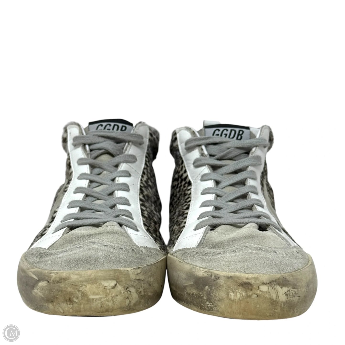 Mid Star Animal Print Leather Sneakers Luxury Designer By Golden Goose In Brown & Cream, Size: 10 (40)
