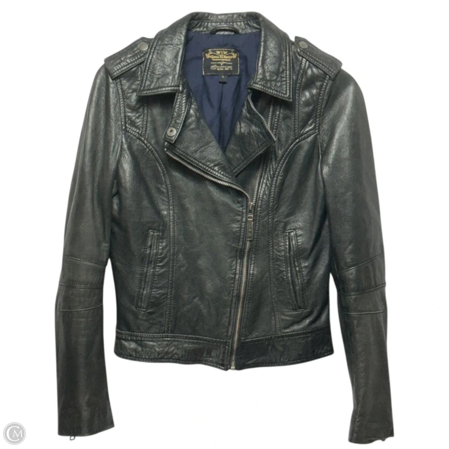 Sheep Leather Biker Jacket By Stradivarius In Black, Size: S