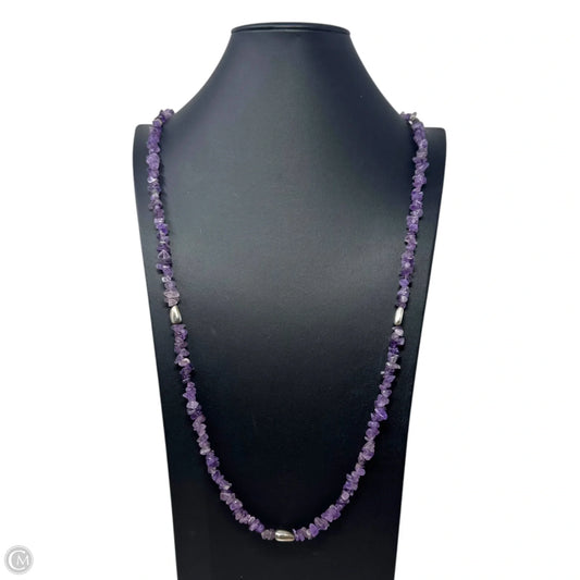 Amethyst Chip & Sterling Silver Bead Long Necklace