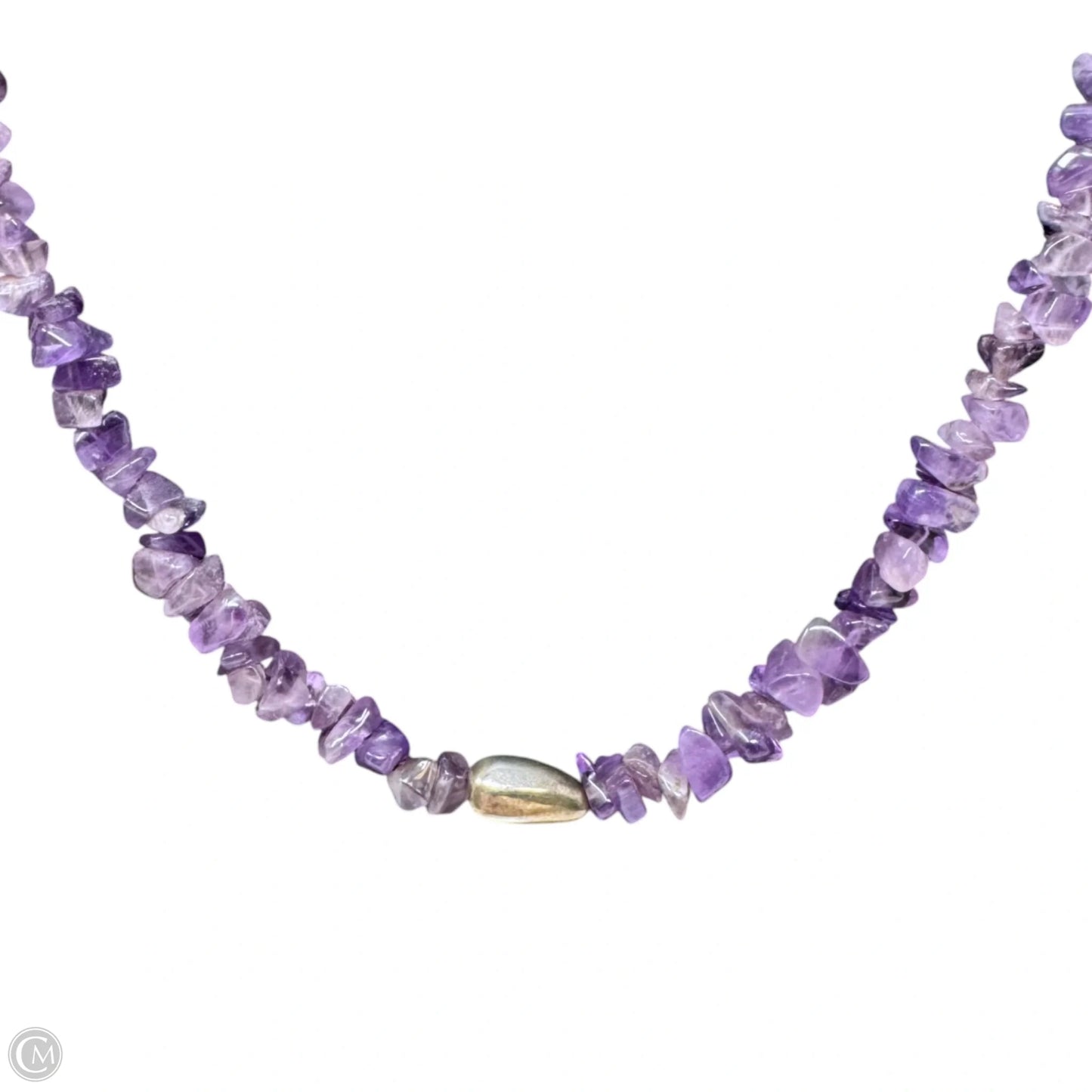 Amethyst Chip & Sterling Silver Bead Long Necklace